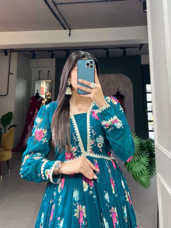 Georgette Floral Print Gown