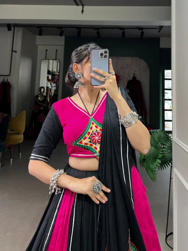 Pink Black Navratri Lehenga