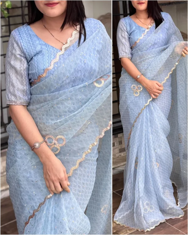 Leno Cotton Organza Saree