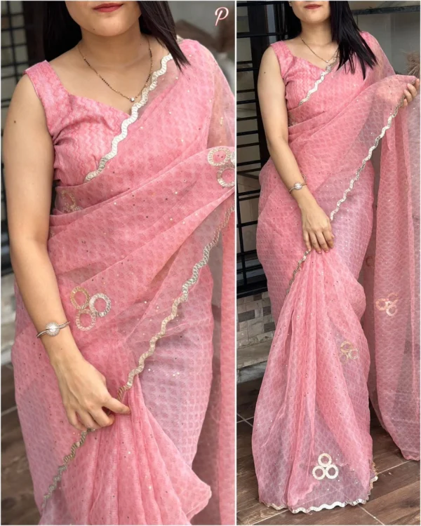 Leno Cotton Organza Saree