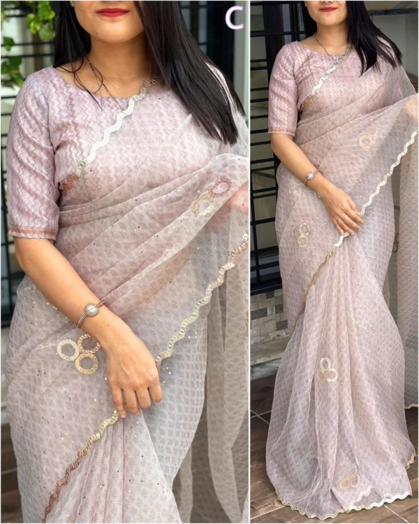 Leno Cotton Organza Saree