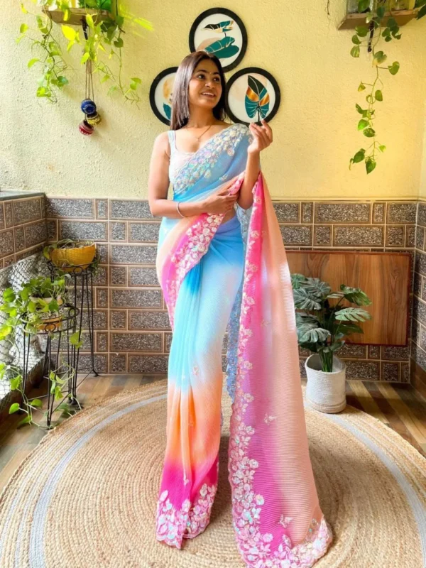 Crush Print Georgette Saree
