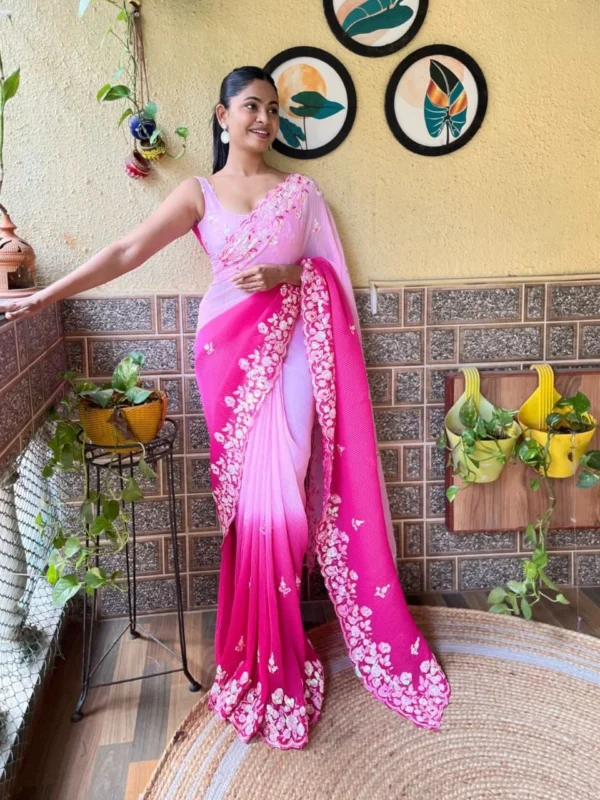 Crush Print Georgette Saree