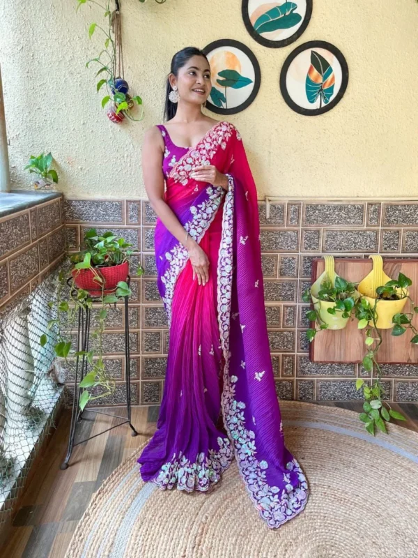Crush Print Georgette Saree