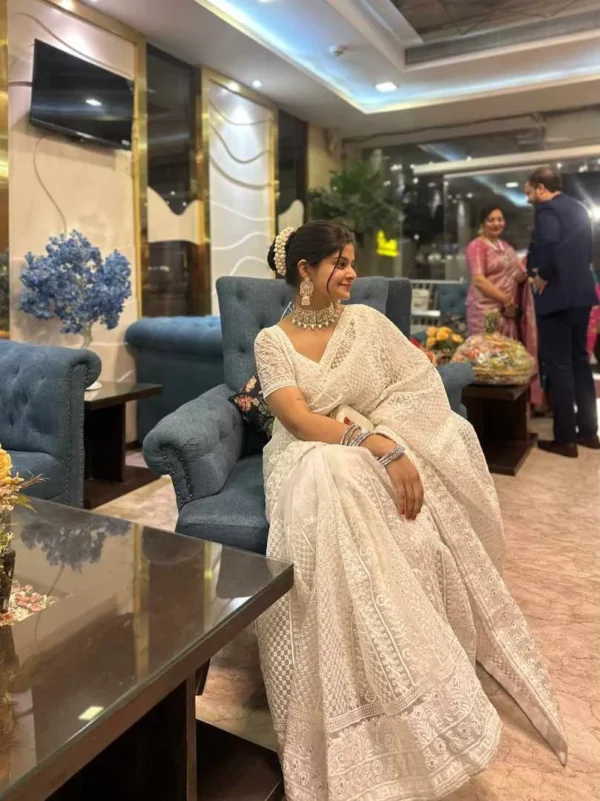 White Organza Saree