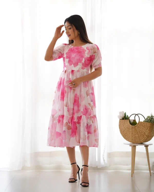 Organza Floral Print Frock