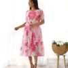 Organza Floral Print Frock