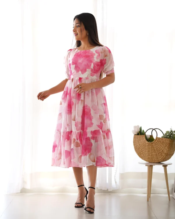 Organza Floral Print Frock