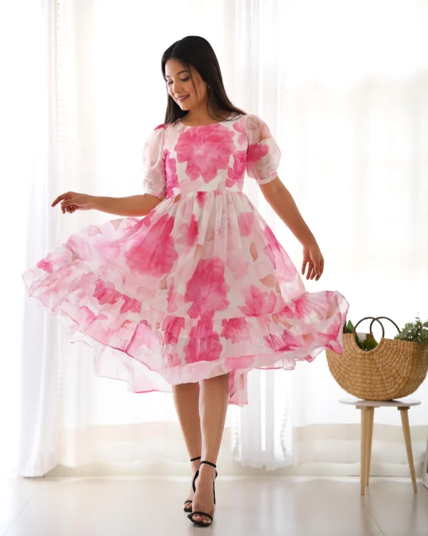 Organza Floral Print Frock