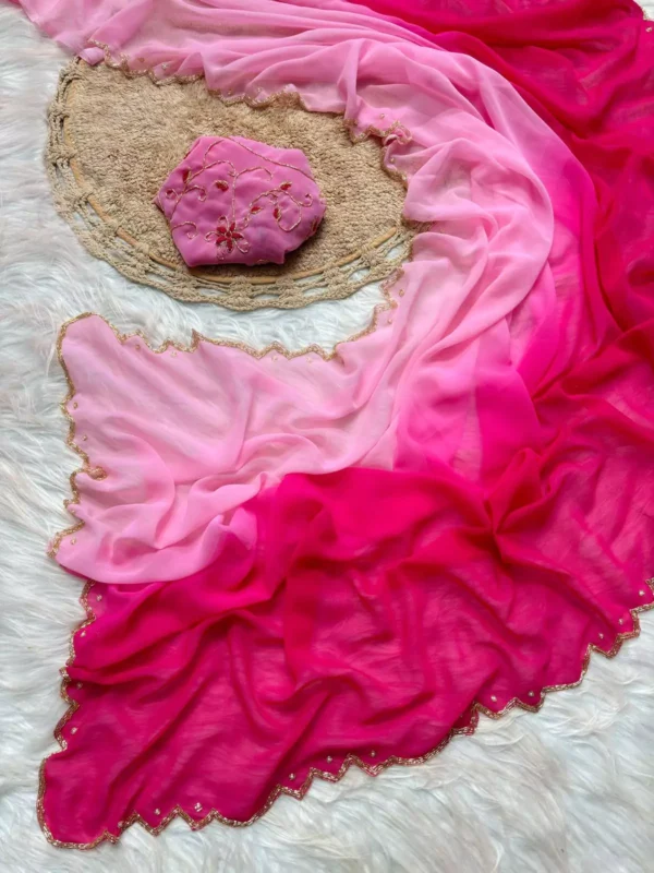 Shaded Soft Georgette Handwork