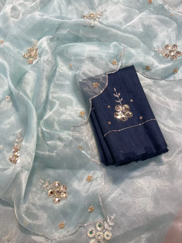 Organza Saree with Mirror Work