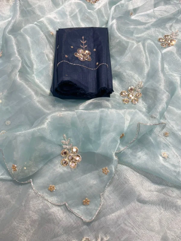 Organza Saree with Mirror Work