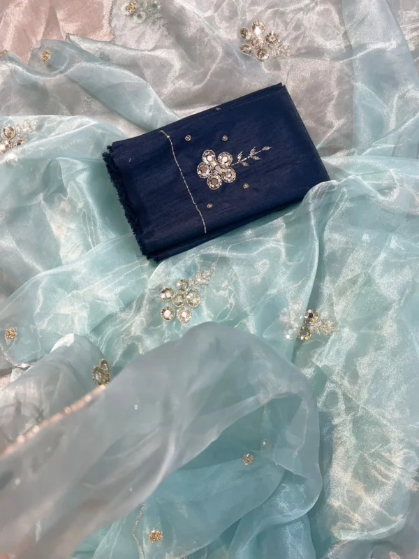 Organza Saree with Mirror Work