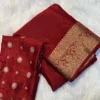 Plain Red Saree