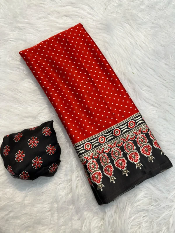 Red Bandhej Saree