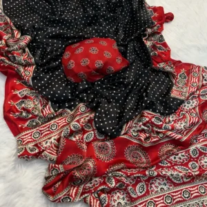Gajji Ajrakh Bandhej Saree