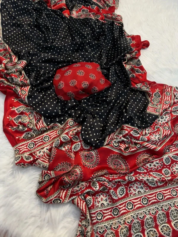 Gajji Ajrakh Bandhej Saree