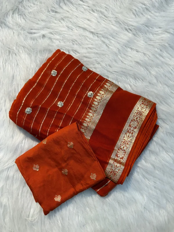 Orange Viscose Georgette Saree