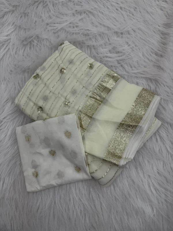 white Viscose Georgette Saree