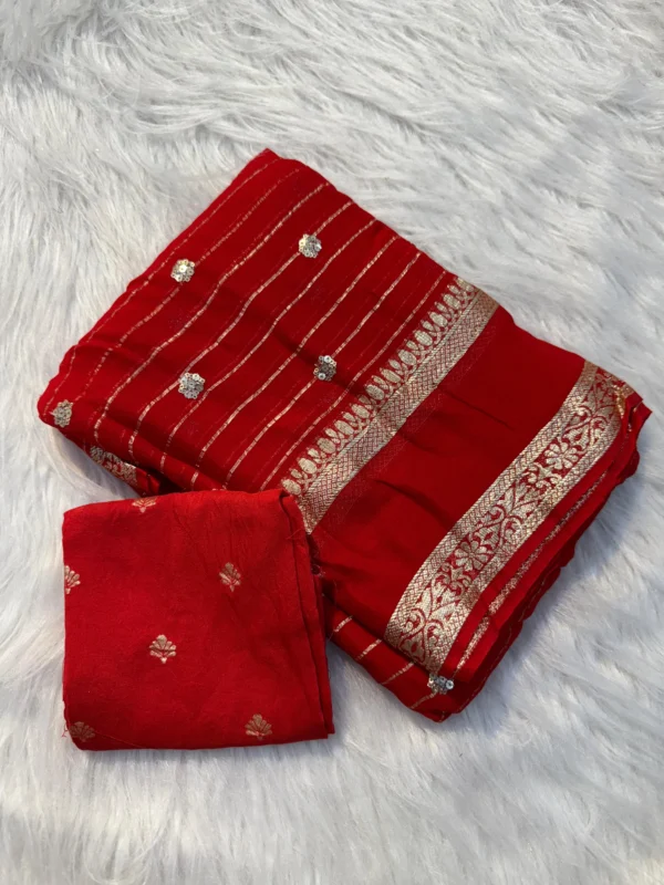 Red Viscose Georgette Saree