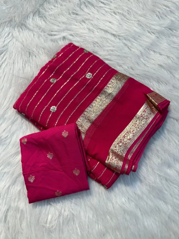 Pink Viscose Georgette Saree