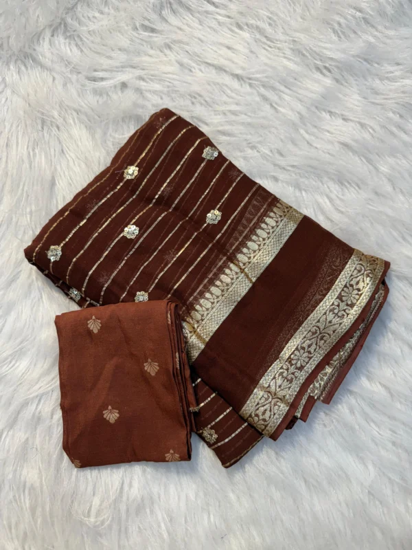 Coffee Viscose Georgette Saree