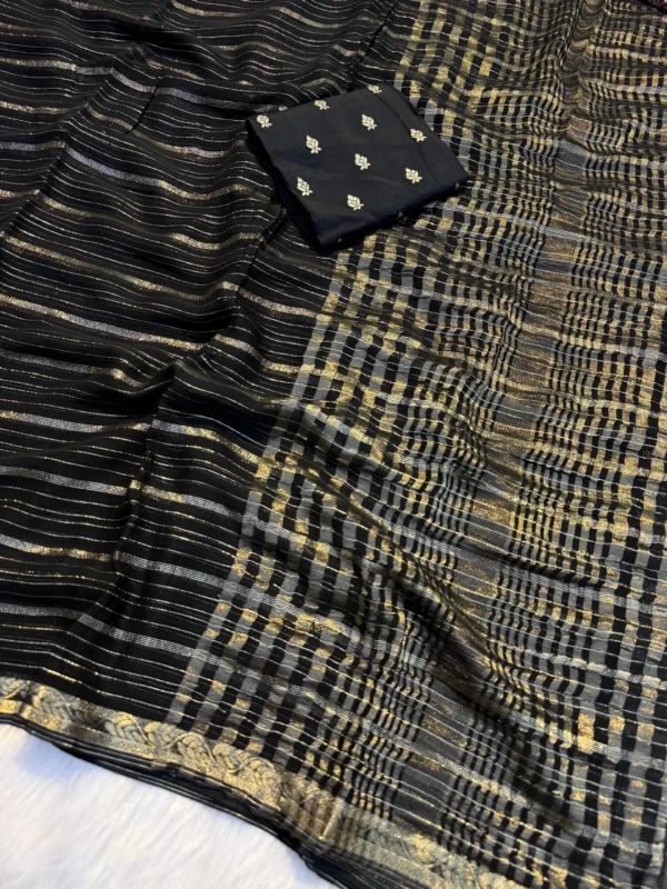 Black Viscose gorgette saree