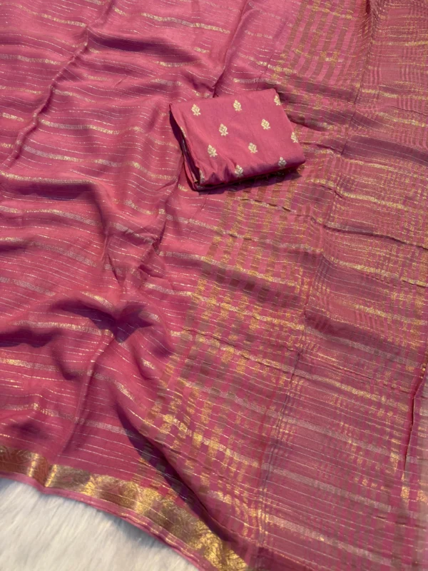 Pink Viscose gorgette saree