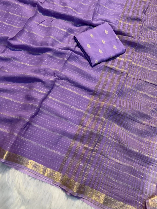 Light lavender Viscose gorgette saree