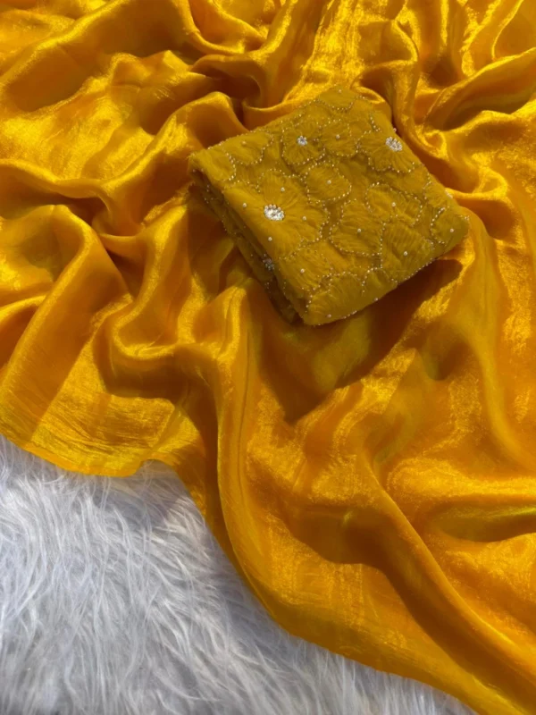 Satin Yellow Saree