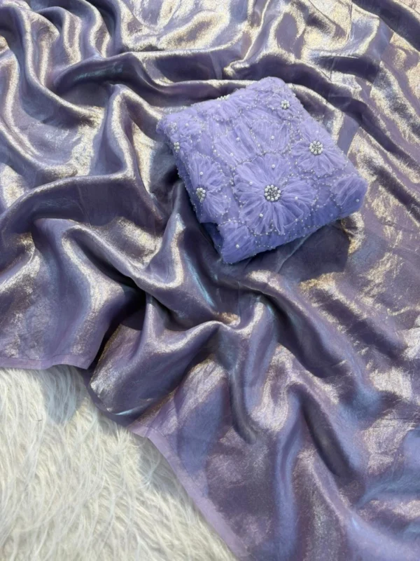 Satin lavender Saree