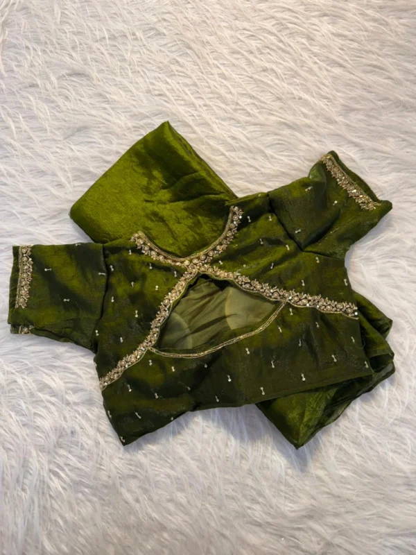 Green Satin Space Silk Saree