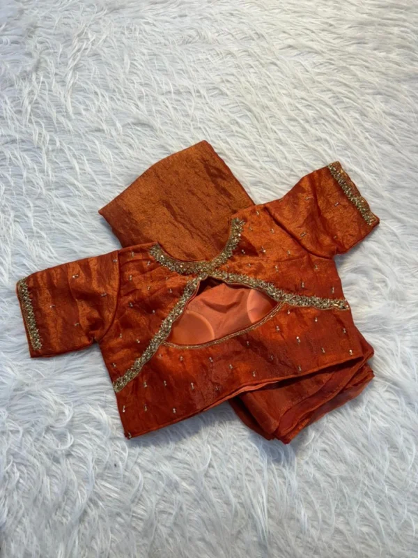 Orange Satin Space Silk Saree