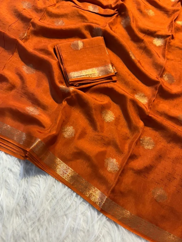 Rust Viscose Dola Saree