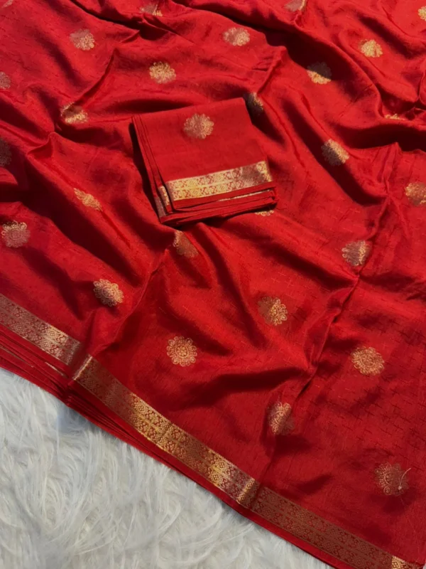 Red Viscose Dola Saree