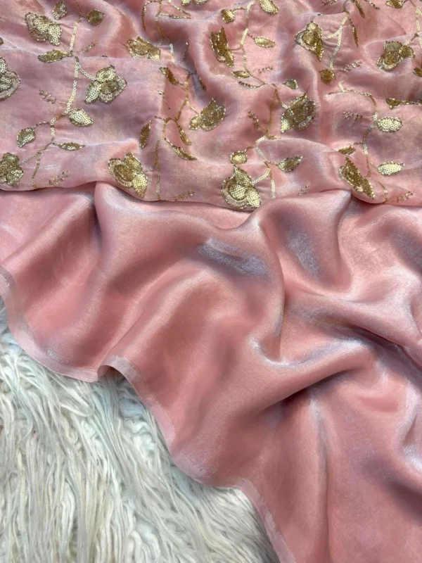 Peach two tone saree