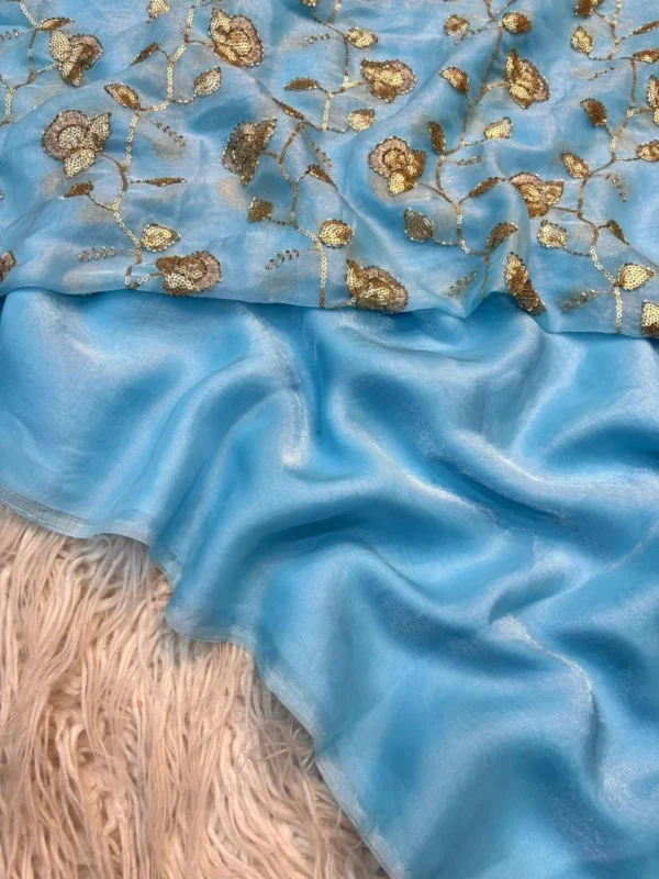 powder blue two tone saree