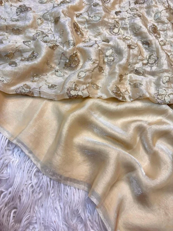 Ivory two tone saree