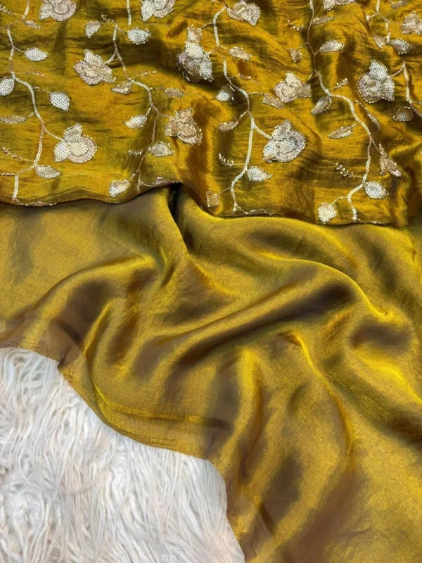 mustard two tone saree