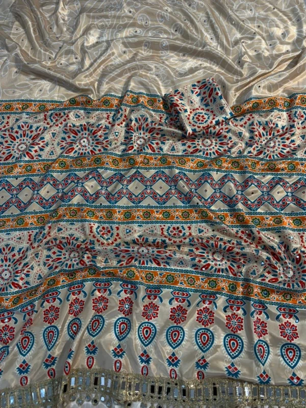 Wine Crepe Saree with mirror work