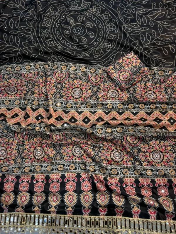 Black Crepe Saree with mirror work