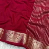 Viscose Crepe Georgette Saree red saree