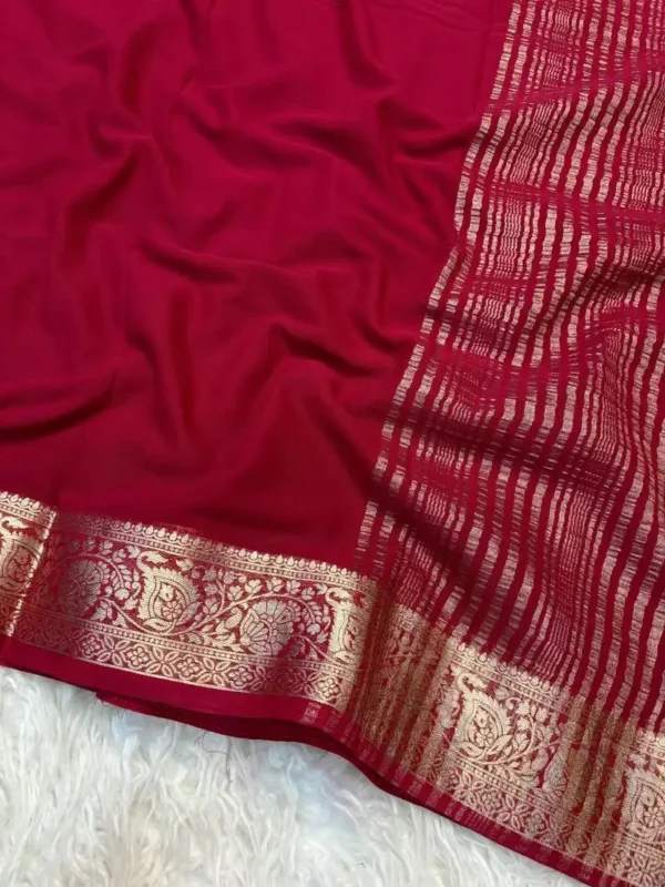 Viscose Crepe Georgette Saree red saree