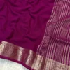 Viscose Crepe Georgette Saree rani pink saree