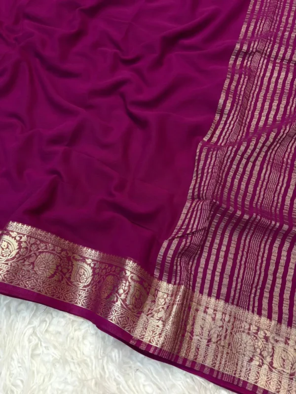 Viscose Crepe Georgette Saree rani pink saree