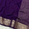 Viscose Crepe Georgette Saree violet saree