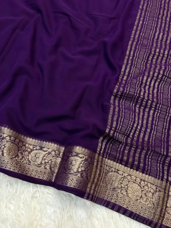 Viscose Crepe Georgette Saree violet saree