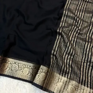 Viscose Crepe Georgette Saree black saree