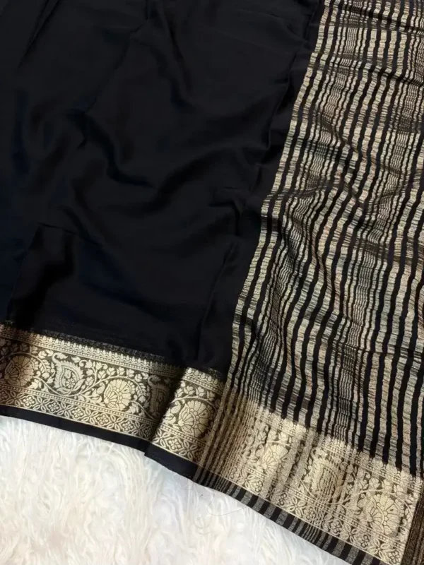 Viscose Crepe Georgette Saree black saree