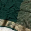 Viscose Crepe Georgette Saree green saree
